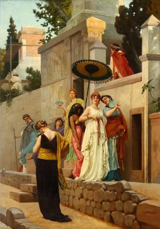 La passeggiata lungo la Via delle Tombe, Pompei, 1869